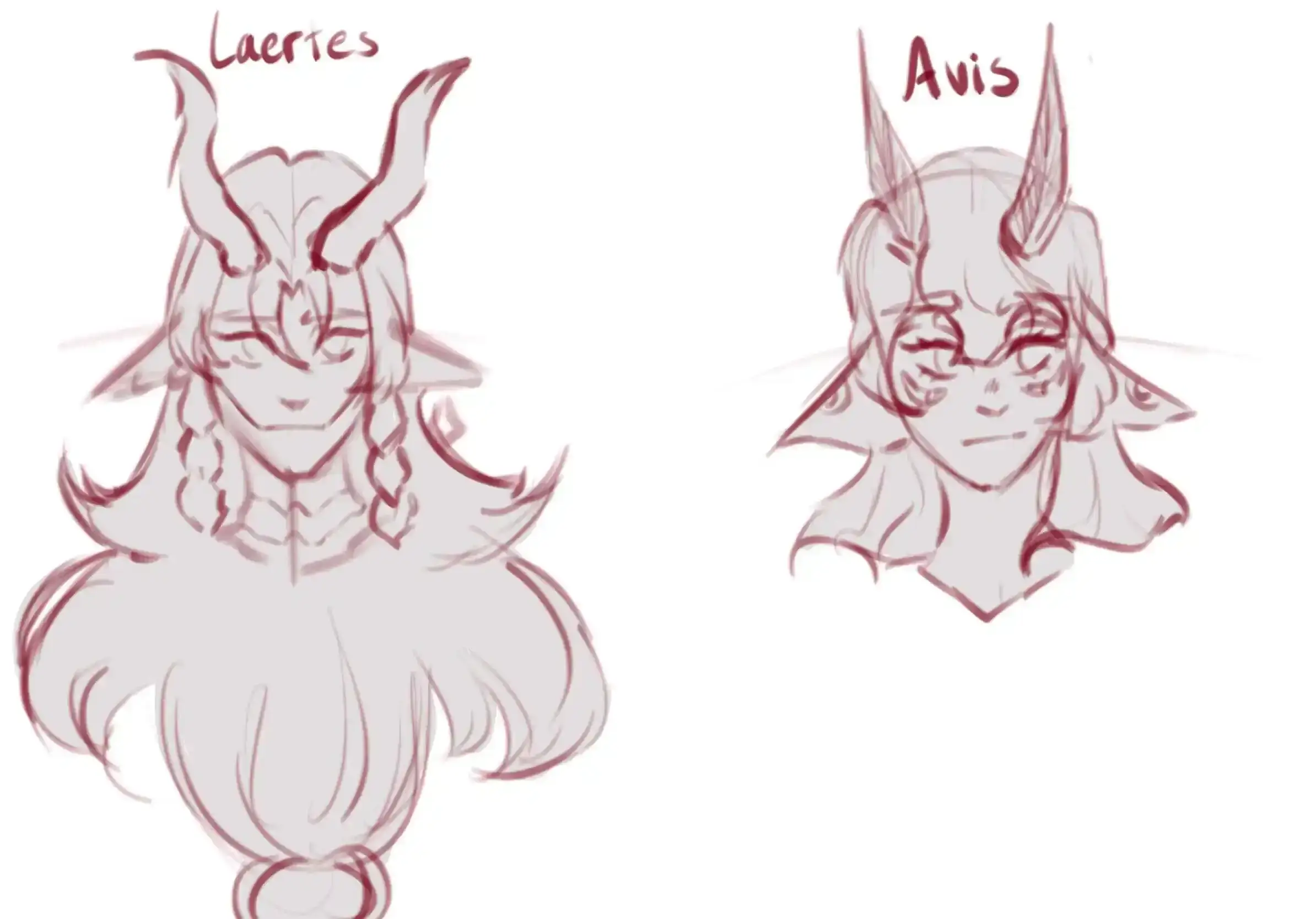 Front view of two character faces